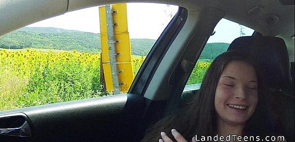  Hungarian teen hitchhiker banging pov outdoor